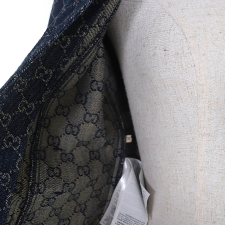 未使用品☆GUCCI グッチ 652658 GGウォッシュド オーガニック レザー使い デニムジャケット インディゴ 34 イタリア製 正規品 レディース