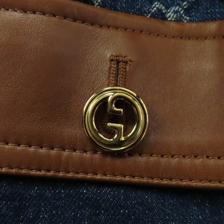 未使用品☆GUCCI グッチ 652658 GGウォッシュド オーガニック レザー使い デニムジャケット インディゴ 34 イタリア製 正規品 レディース