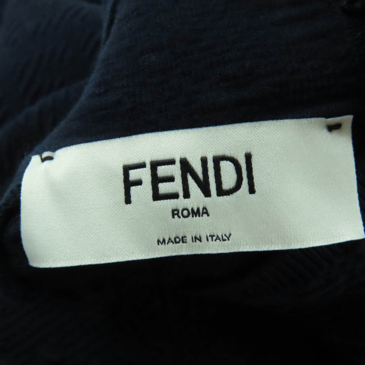 未使用品☆FENDI フェンディ 2021年製 FZD926 ダイアゴナル ジャガード ハイネック 長袖ニット ワンピース ダークネイビー 40 正規品