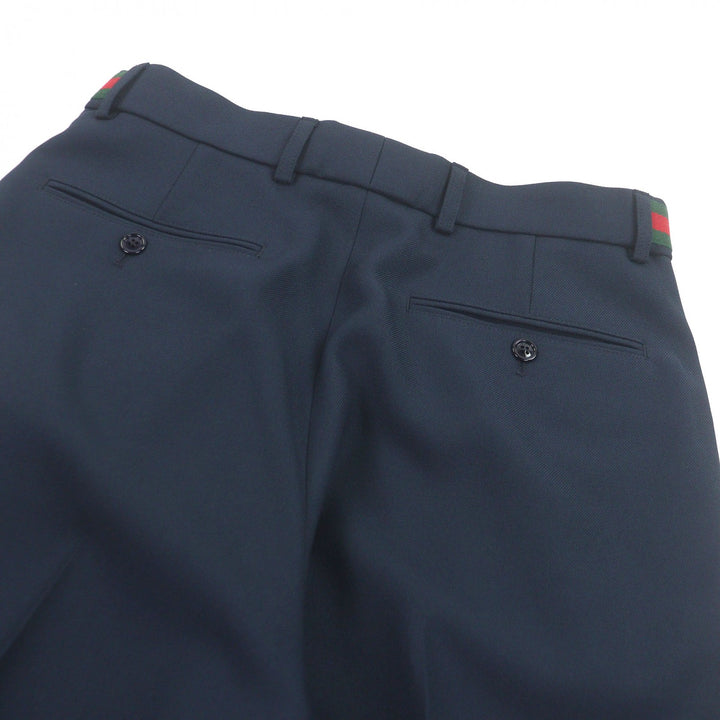 極美品□GUCCI グッチ 751788 ウェブストライプ スラックス トラウザーズパンツ ネイビー 44 ハンガー付き イタリア製 正規品 メンズ