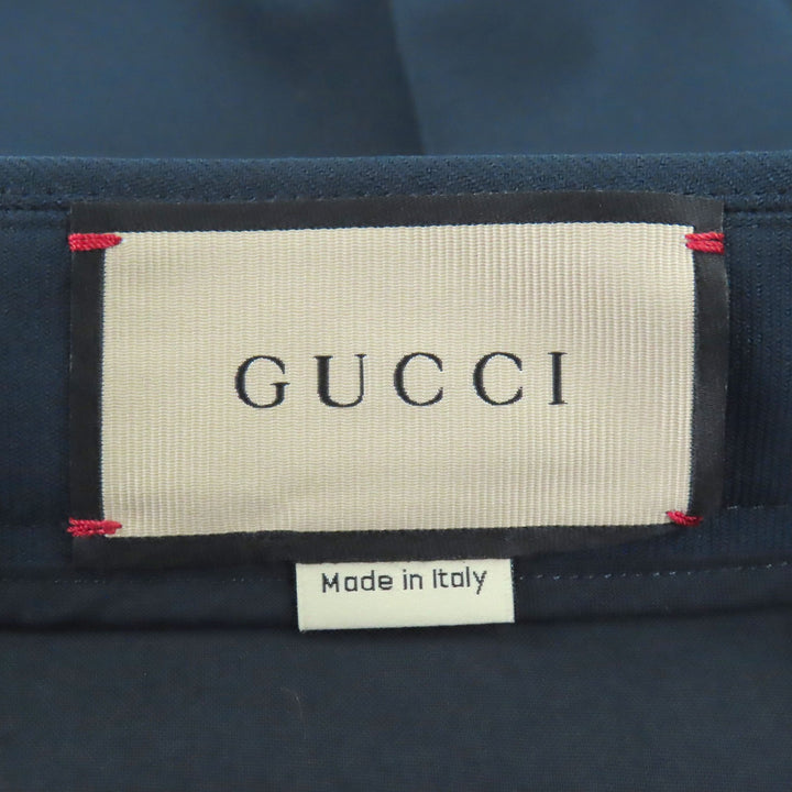 極美品□GUCCI グッチ 751788 ウェブストライプ スラックス トラウザーズパンツ ネイビー 44 ハンガー付き イタリア製 正規品 メンズ