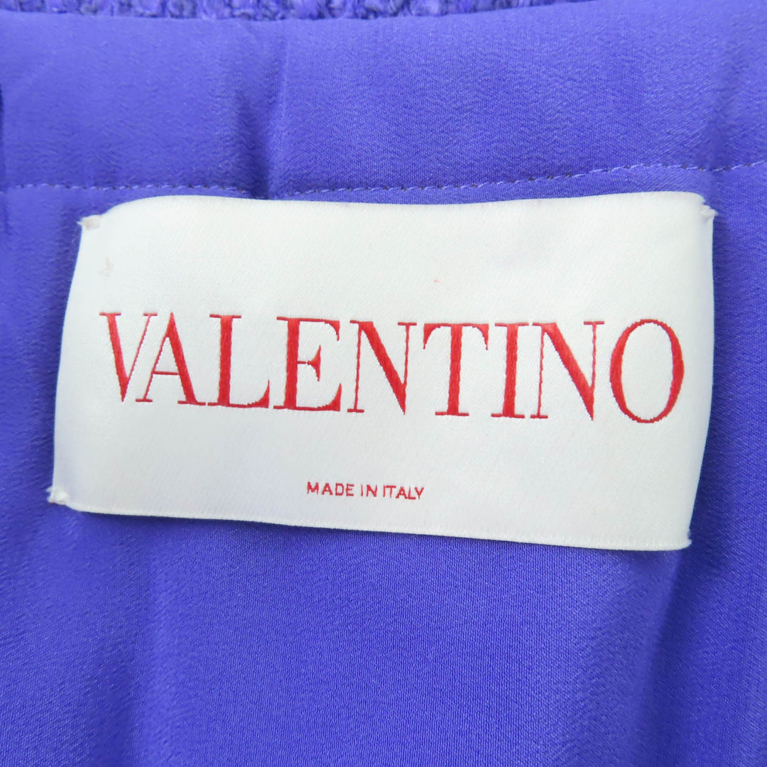 極美品☆VALENTINO ヴァレンティノ 1B3CEV57B3 ローマンスタッズ ツイード ジャケット パープル 38 イタリア製 正規品 レディース