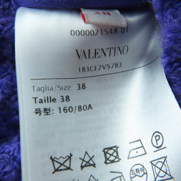 極美品☆VALENTINO ヴァレンティノ 1B3CEV57B3 ローマンスタッズ ツイード ジャケット パープル 38 イタリア製 正規品 レディース