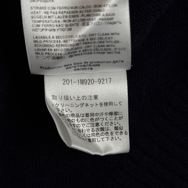 美品▲ETRO エトロ ペガソ ウール100％ ダメージ加工 ロングスリーブ ニット ネイビー オレンジ S イタリア製 正規品 レディース