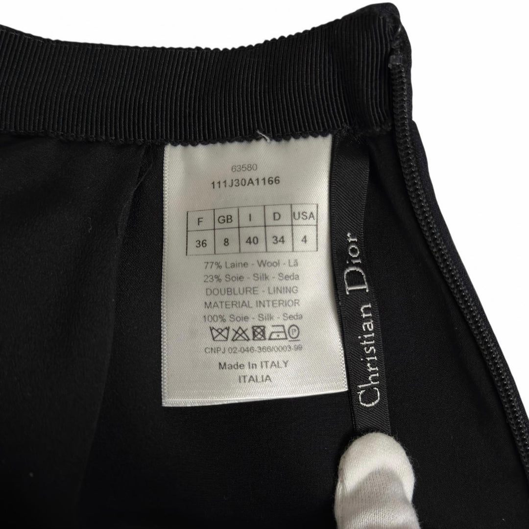 美品▲Christian Dior クリスチャンディオール 111J30A1166 裏地シルク100％ ミニスカート ブラック 40 イタリア製 正規品 レディース