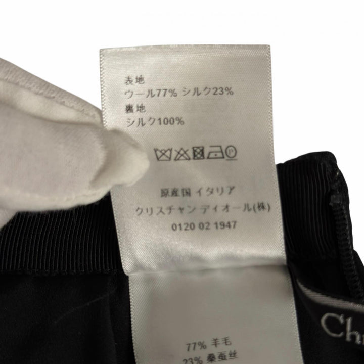 美品▲Christian Dior クリスチャンディオール 111J30A1166 裏地シルク100％ ミニスカート ブラック 40 イタリア製 正規品 レディース