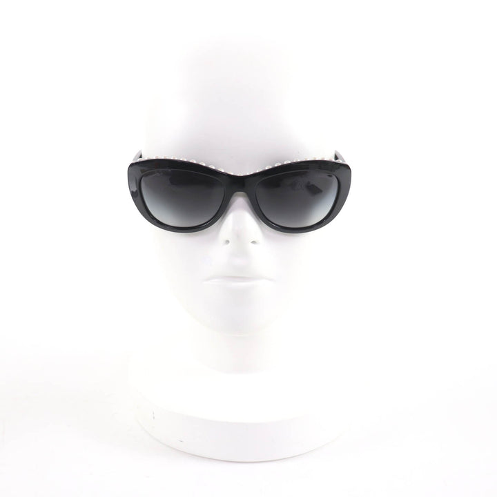 美品★CHANEL シャネル 6038-H ロゴ入り フェイクパール付き サングラス アイウェア ブラック 56□17 135 イタリア製