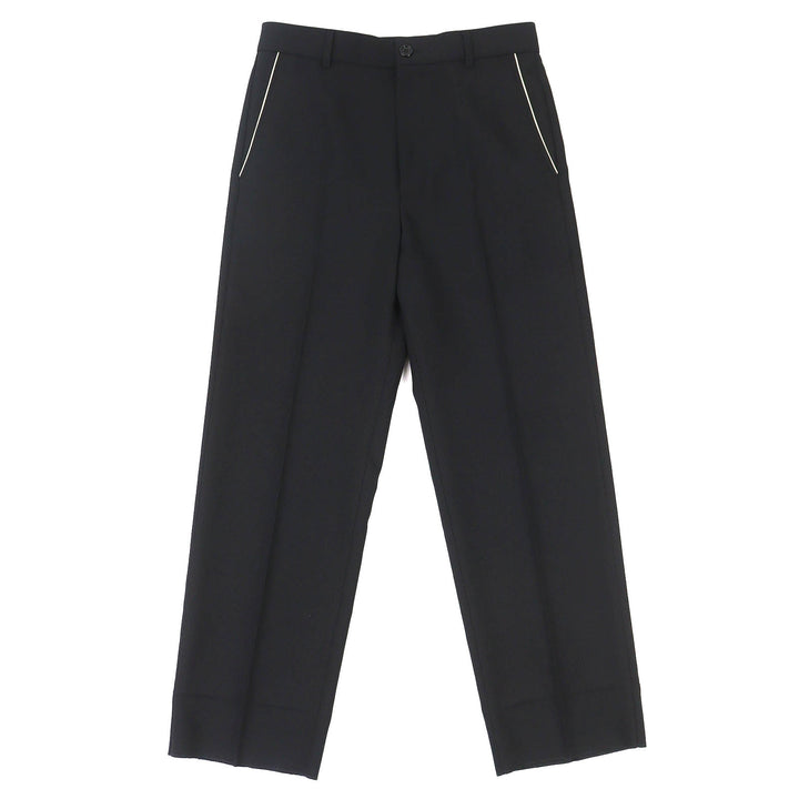 極美品△GUCCI グッチ 751787 ロゴパッチ付き ノータック シングルパンツ スラックス ブラック 44 ハンガー付 イタリア製 正規品 メンズ