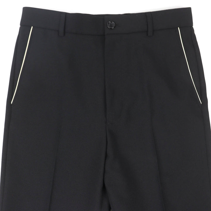 極美品△GUCCI グッチ 751787 ロゴパッチ付き ノータック シングルパンツ スラックス ブラック 44 ハンガー付 イタリア製 正規品 メンズ