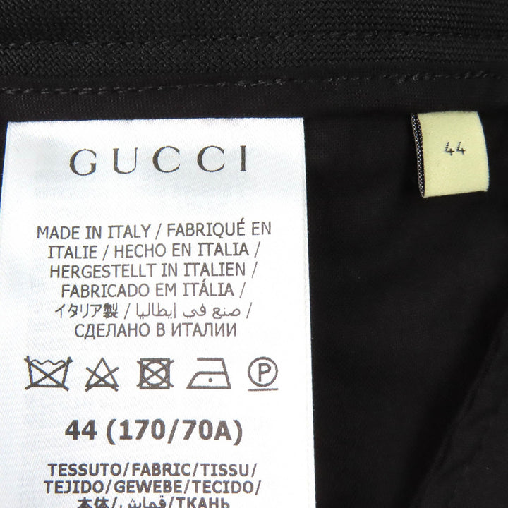 極美品△GUCCI グッチ 751787 ロゴパッチ付き ノータック シングルパンツ スラックス ブラック 44 ハンガー付 イタリア製 正規品 メンズ