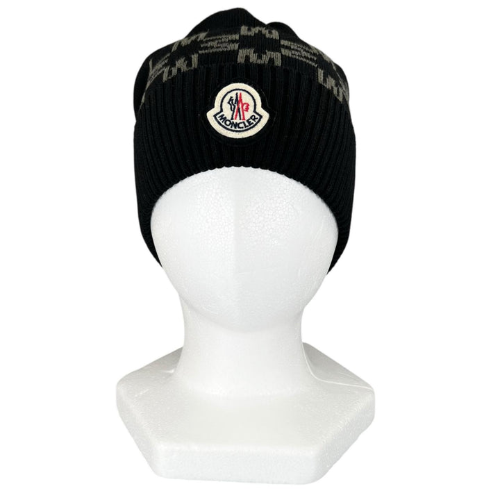 極美品▲MONCLER モンクレール 2022年製 BERRETTO コットン100% ロゴパッチ ニットキャップ ブラック UNI イタリア製 正規品 レディース