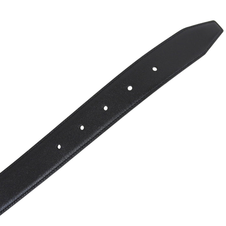 美品▲Dunhill ダンヒル ロゴ入りバックル レザー ベルト ブラック ゴールド金具 36/90 イタリア製 メンズ 箱付き