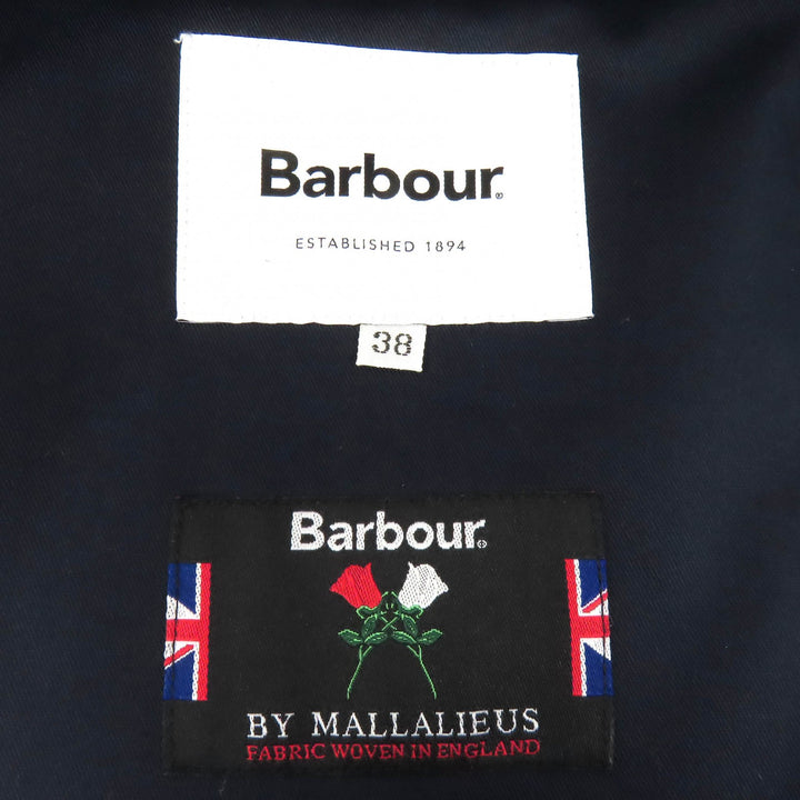 極美品△Barbour バブアー 2102025 BURGHLEY BY MALLALIEUS 襟コーデュロイ ウール100％ ロング コート ネイビー 38 正規品 メンズ