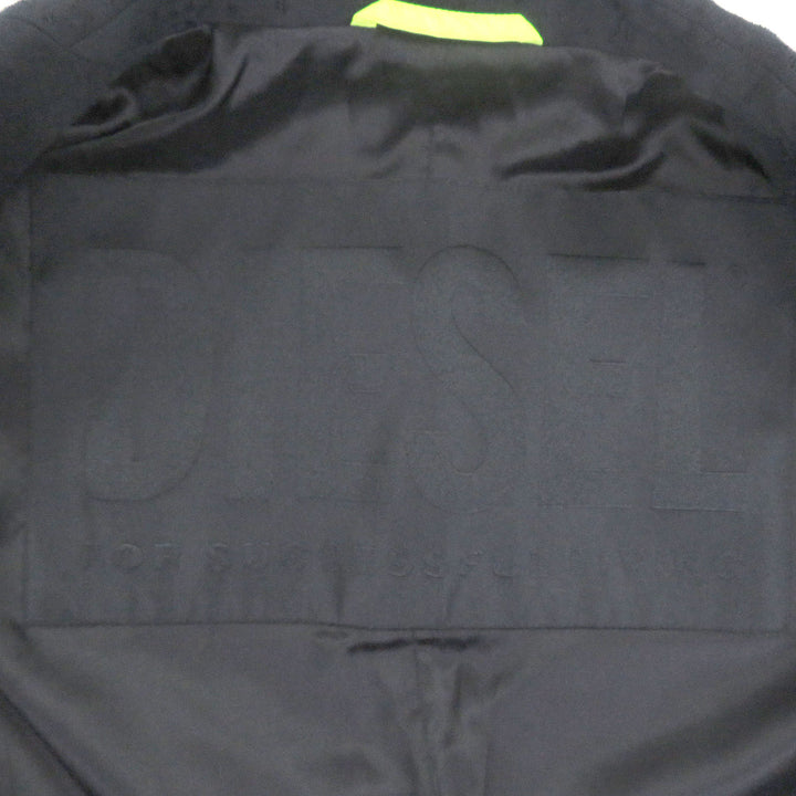 美品□DIESEL ディーゼル クラッシュ加工 シングル デザインジャケット パンツ セットアップ ブラック 46/28 イタリア製 正規品 メンズ