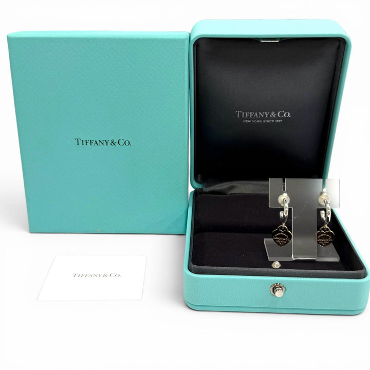 極美品★TIFFANY&amp;Co. ティファニー リターントゥティファニー フープピアス 925 750(PG) コンビ ハートタグ 総重量5.28g 定価152900円