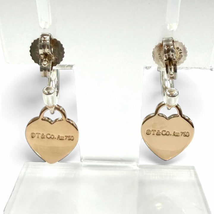 極美品★TIFFANY&amp;Co. ティファニー リターントゥティファニー フープピアス 925 750(PG) コンビ ハートタグ 総重量5.28g 定価152900円