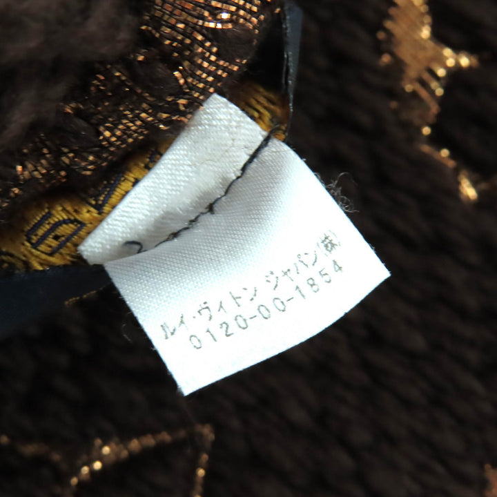 美品△LOUIS VUITTON ルイヴィトン 2019年製 M71383 エシャルプ ロゴマニア シャイン ウール シルク マフラー ブラウン ゴールド 正規品