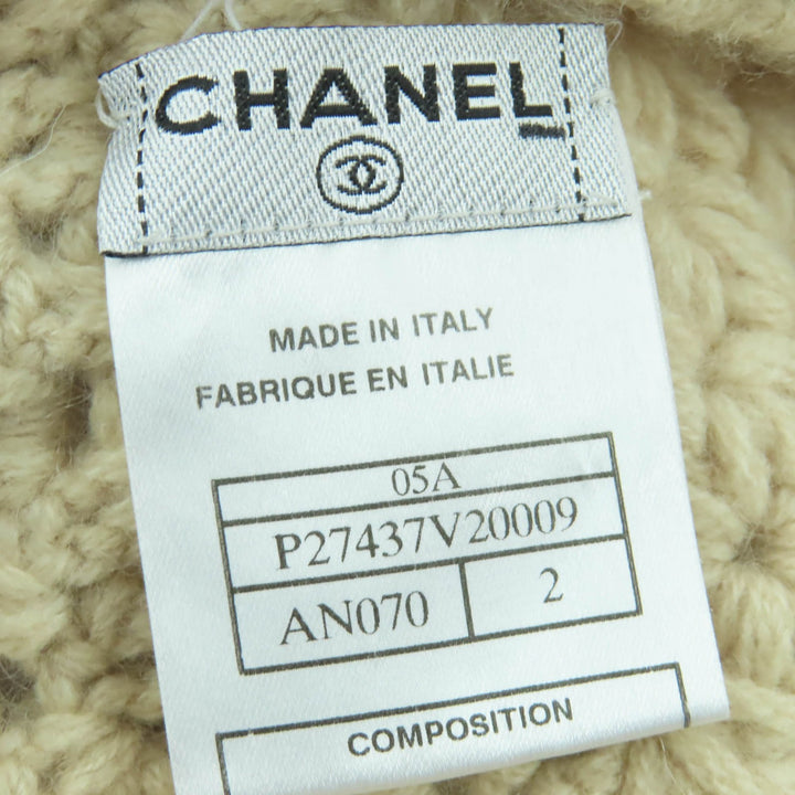 美品☆CHANEL シャネル 05A P27437V20009 カシミヤ100％ ココマーク ニットキャップ ベージュ 2 イタリア製 レディース