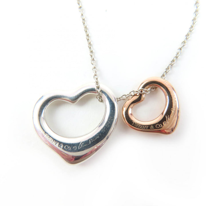 極美品☆TIFFANY&amp;Co. ティファニー エルサペレッティ オープンハートペンダント 925 750（K18PG）シルバー ローズゴールド 重量4.0g
