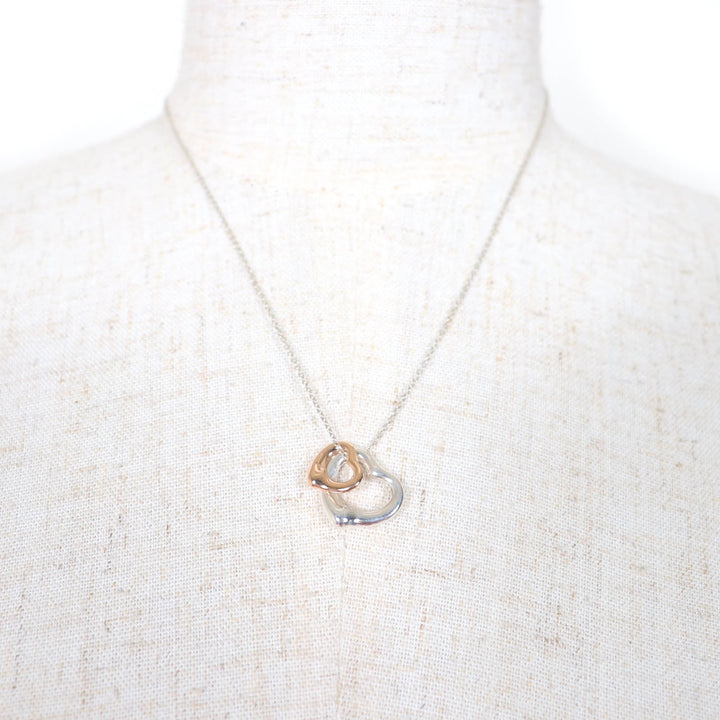 極美品☆TIFFANY&amp;Co. ティファニー エルサペレッティ オープンハートペンダント 925 750（K18PG）シルバー ローズゴールド 重量4.0g