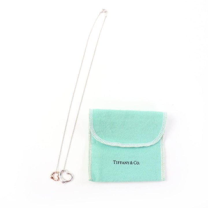 極美品☆TIFFANY&amp;Co. ティファニー エルサペレッティ オープンハートペンダント 925 750（K18PG）シルバー ローズゴールド 重量4.0g
