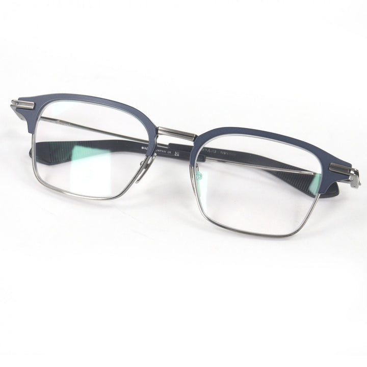 極美品□DITA ディータ DTX142-A-03 TYPOGRAPHER ハーフリム サーモントメガネ 眼鏡 ネイビー シルバー 52□19-140 日本製 定価123200円