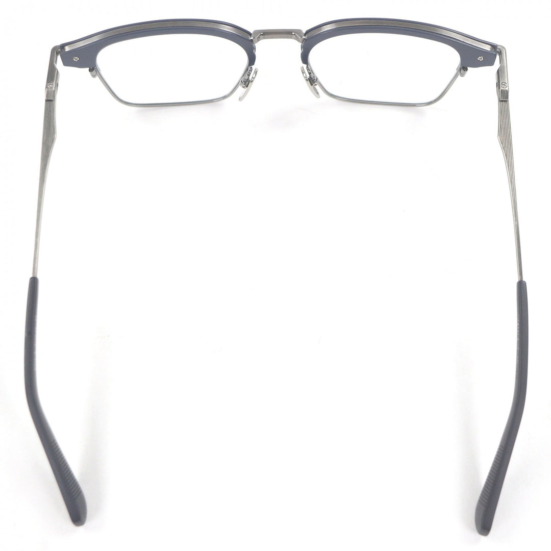極美品□DITA ディータ DTX142-A-03 TYPOGRAPHER ハーフリム サーモントメガネ 眼鏡 ネイビー シルバー 52□19-140 日本製 定価123200円