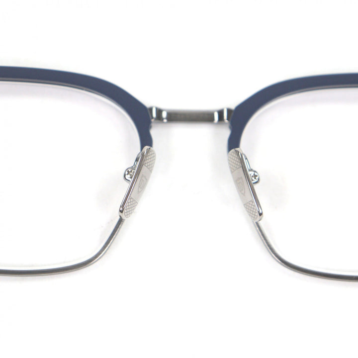 極美品□DITA ディータ DTX142-A-03 TYPOGRAPHER ハーフリム サーモントメガネ 眼鏡 ネイビー シルバー 52□19-140 日本製 定価123200円