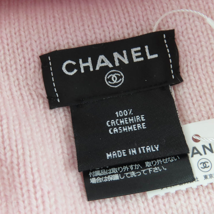 未使用品☆CHANEL シャネル カシミヤ100％ ココマーク ハート ラインストーン ニットキャップ ピンク 箱付 イタリア製 正規品 レディース
