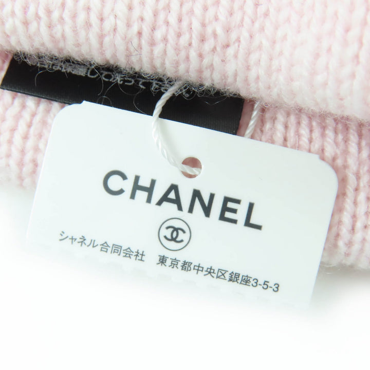 未使用品☆CHANEL シャネル カシミヤ100％ ココマーク ハート ラインストーン ニットキャップ ピンク 箱付 イタリア製 正規品 レディース