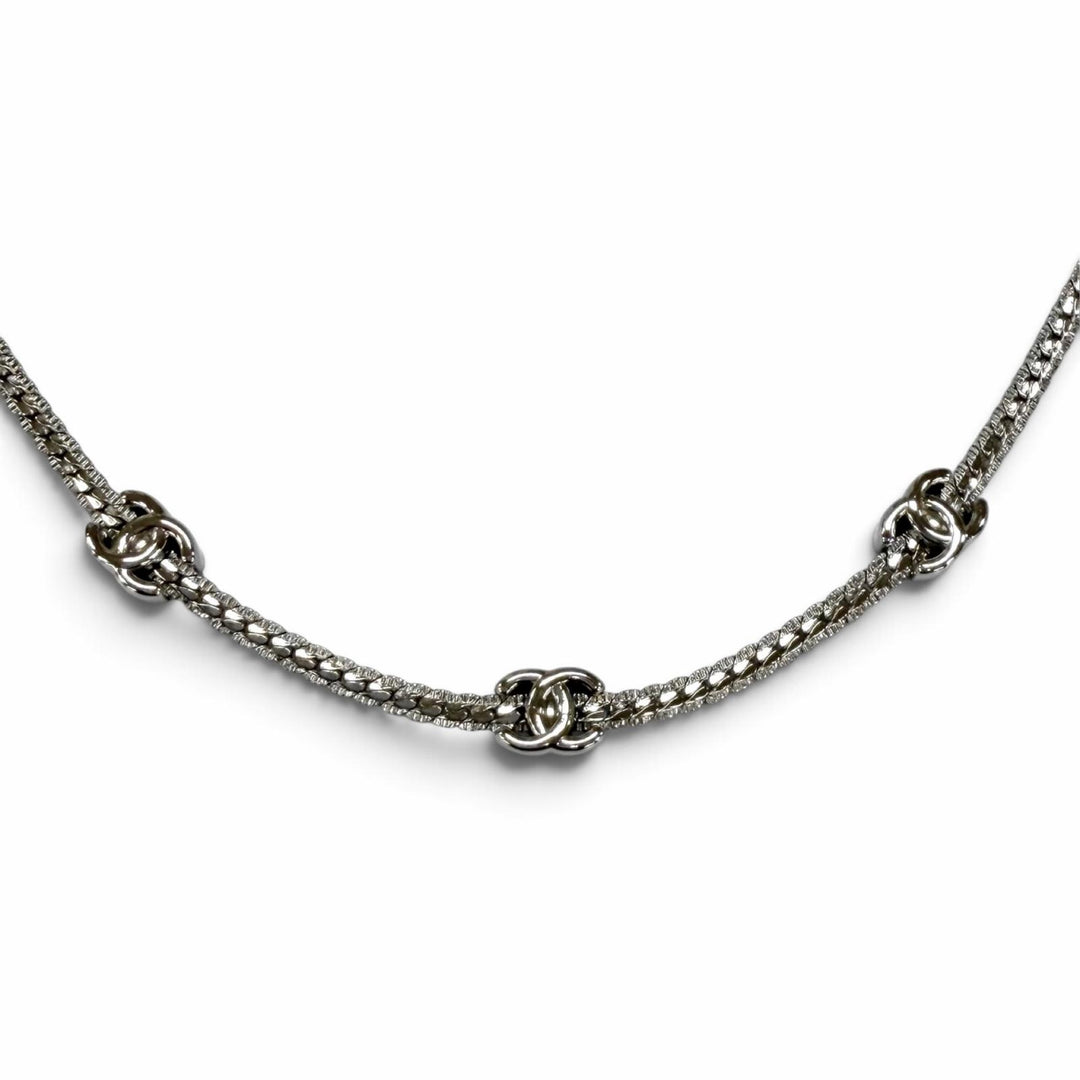 極美品★CHANEL シャネル A25V ココマーク チェーン ネックレス チョーカー アクセサリー シルバー フランス製 レディース 箱・保存袋付