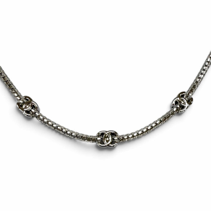 極美品★CHANEL シャネル A25V ココマーク チェーン ネックレス チョーカー アクセサリー シルバー フランス製 レディース 箱・保存袋付