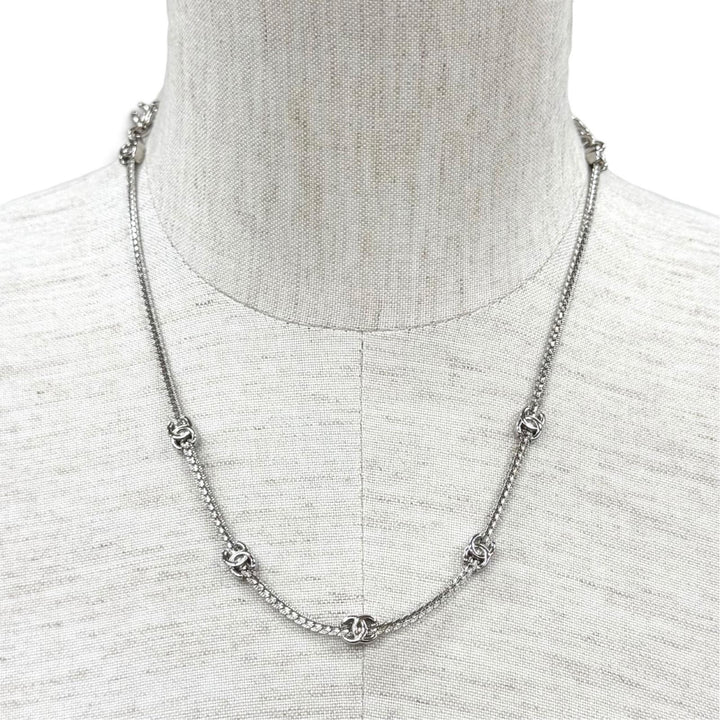 極美品★CHANEL シャネル A25V ココマーク チェーン ネックレス チョーカー アクセサリー シルバー フランス製 レディース 箱・保存袋付