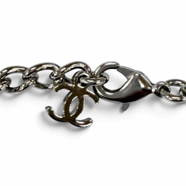極美品★CHANEL シャネル A25V ココマーク チェーン ネックレス チョーカー アクセサリー シルバー フランス製 レディース 箱・保存袋付