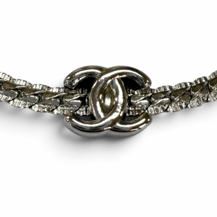 極美品★CHANEL シャネル A25V ココマーク チェーン ネックレス チョーカー アクセサリー シルバー フランス製 レディース 箱・保存袋付