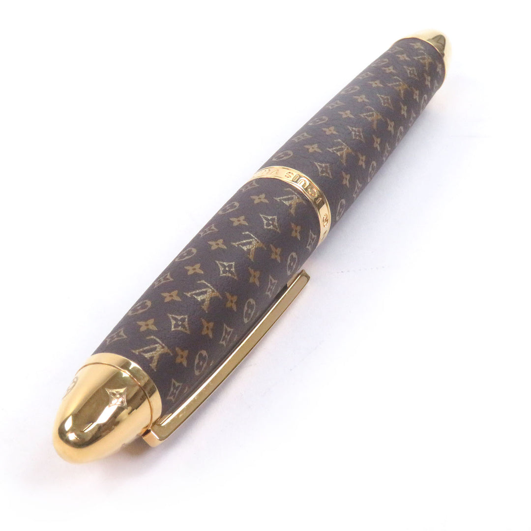 美品□LOUIS VUITTON ルイヴィトン GI1175 ローラーボールペン・ドック レザー モノグラム ブラウン ゴールド メンズ 定価170500円