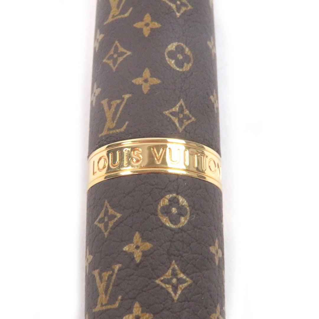 美品□LOUIS VUITTON ルイヴィトン GI1175 ローラーボールペン・ドック レザー モノグラム ブラウン ゴールド メンズ 定価170500円