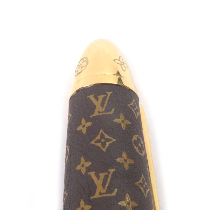 美品□LOUIS VUITTON ルイヴィトン GI1175 ローラーボールペン・ドック レザー モノグラム ブラウン ゴールド メンズ 定価170500円