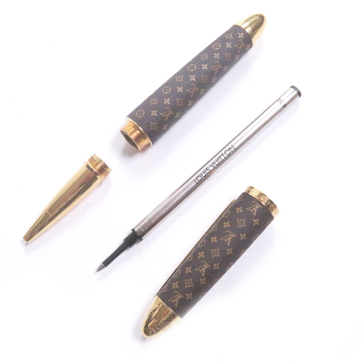 美品□LOUIS VUITTON ルイヴィトン GI1175 ローラーボールペン・ドック レザー モノグラム ブラウン ゴールド メンズ 定価170500円