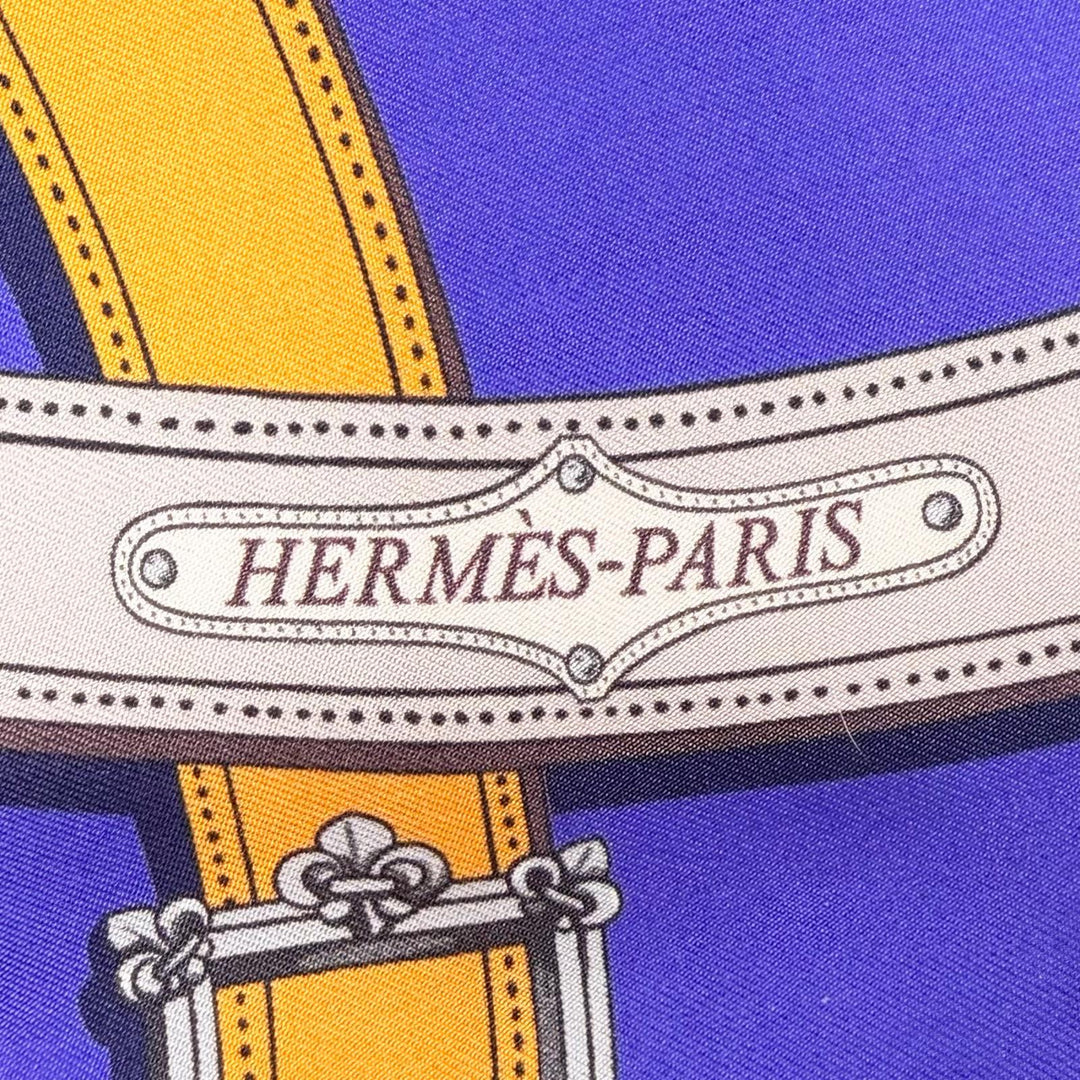 極美品◇HERMES エルメス マキシツイリー CAVALCADOUR カヴァルカ・ドゥール シルク100％ スカーフ パープル マルチ 箱付き フランス製
