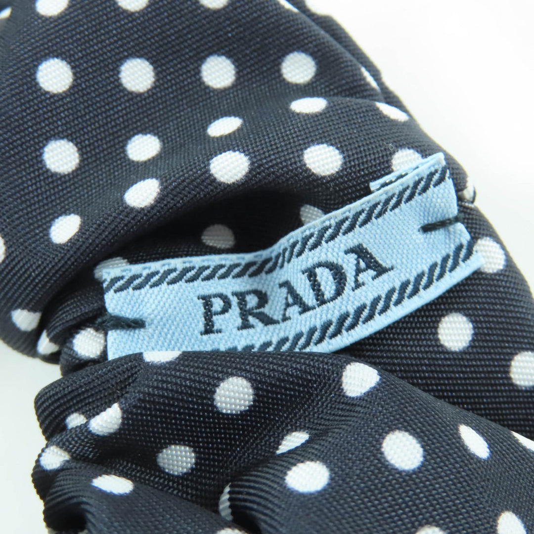 未使用品☆PRADA プラダ 1IF015 トライアングルロゴ 三角プレート テスート ドット柄 シュシュ ヘアアクセサリー ブラック 箱付き