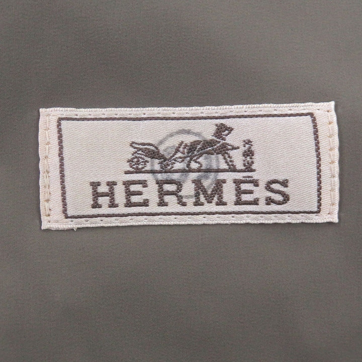 極美品□HERMES エルメス セリエボタン HロゴWZIP 中綿入り ナイロンジャケット パーカー チャコール カーキ 50 フランス製 メンズ