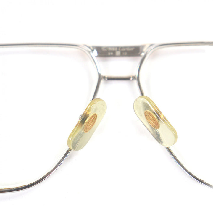 良品□Cartier カルティエ ヴィンテージ トリニティ ツーブリッジ メガネ 眼鏡 アイウェア シルバー ゴールド 59□12 度入 フランス製