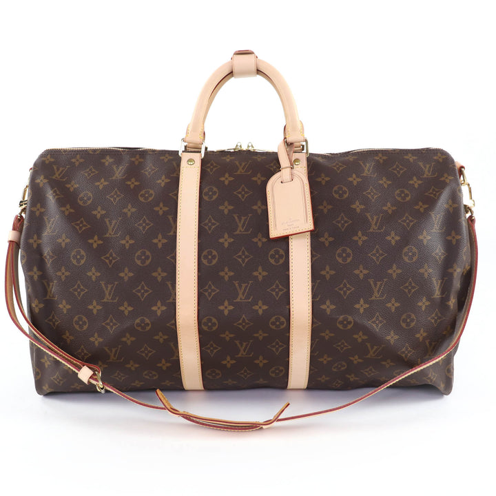 極美品☆LOUIS VUITTON ルイヴィトン M41414 キーポル・バンドリエール 55 モノグラムキャンバス ボストンバッグ ブラウン フランス製