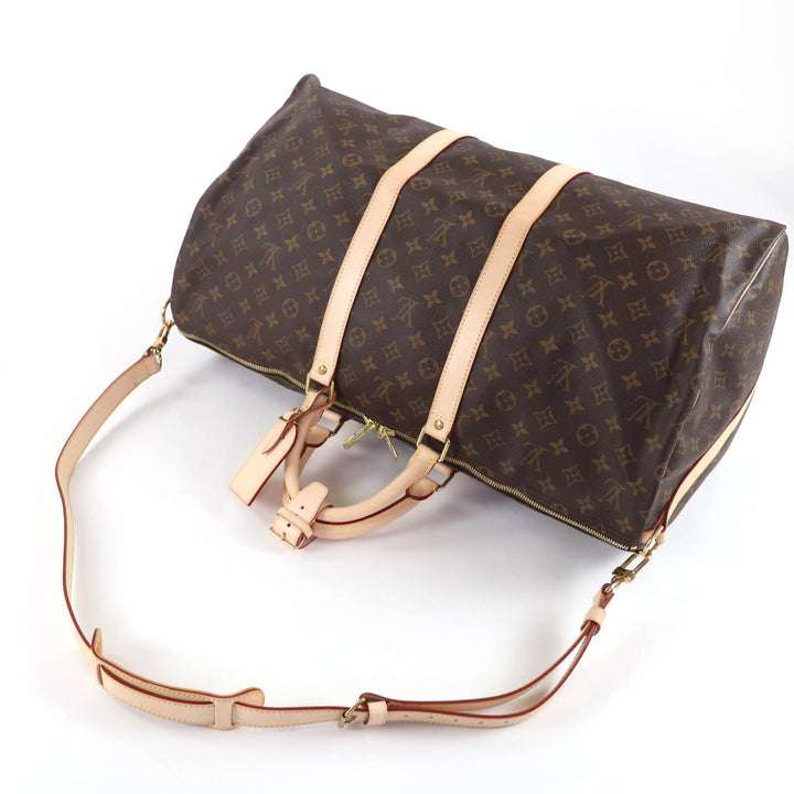 極美品☆LOUIS VUITTON ルイヴィトン M41414 キーポル・バンドリエール 55 モノグラムキャンバス ボストンバッグ ブラウン フランス製
