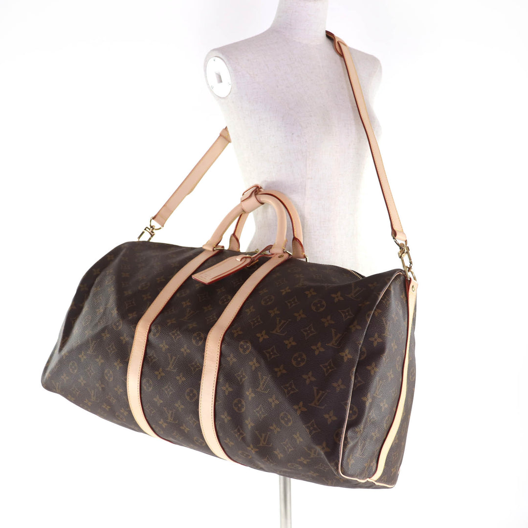 極美品☆LOUIS VUITTON ルイヴィトン M41414 キーポル・バンドリエール 55 モノグラムキャンバス ボストンバッグ ブラウン フランス製