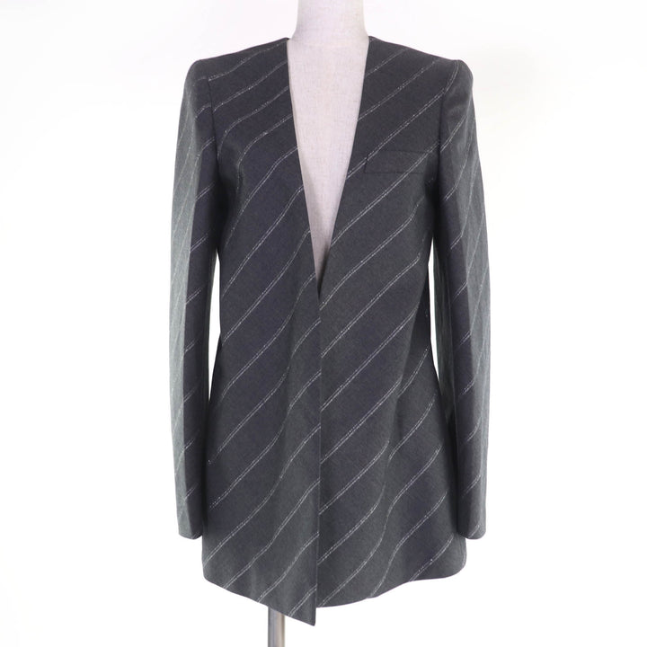 極美品☆Stella McCartney ステラマッカートニー 2022年製 650021 カラーレス フロントオープン ジャケット グレー 38 正規品 レディース