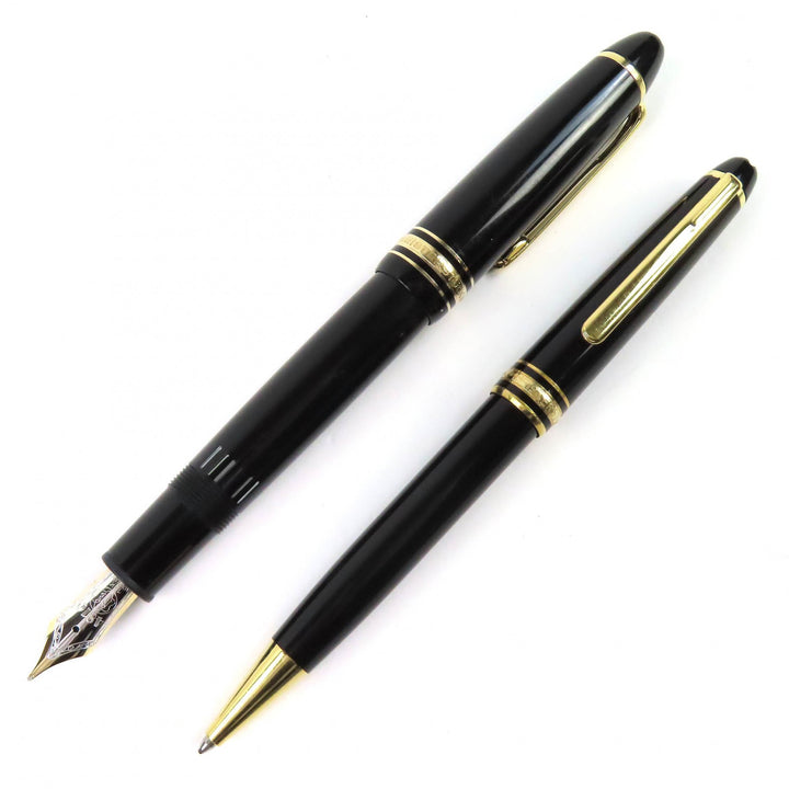 良品△MONTBLANC モンブラン マイスターシュテュック クラシック 146 ペン先14K Fニブ ツイスト式 ボールペン 万年筆 2本セット 筆記◎