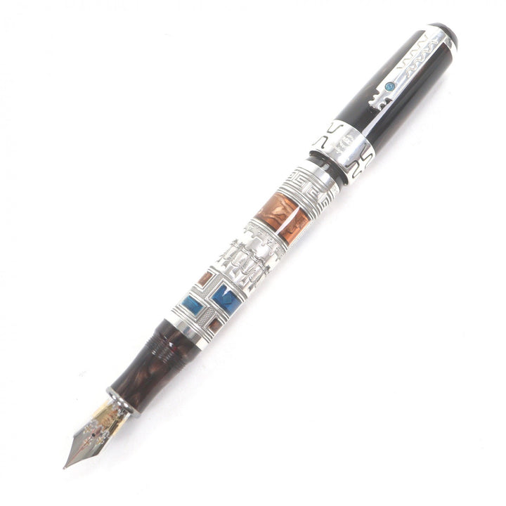 極美品□Montegrappa モンテグラッパ ヴィンテージ L.E. 2000 Human Civilization SV925 ペン先18K Mニブ 超希少 万年筆 ブラウン系