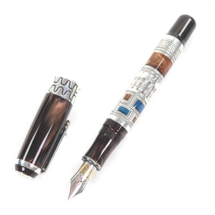 極美品□Montegrappa モンテグラッパ ヴィンテージ L.E. 2000 Human Civilization SV925 ペン先18K Mニブ 超希少 万年筆 ブラウン系